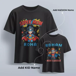 Personalized matching Mom and kid T-shirts with custom name design for Mother’s Day gift
