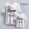 Personalized Mom and Kid matching T-shirts with custom names for Mother’s Day gift celebration
