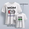 Personalized mom and kid matching T-shirts with names for Mother’s Day gift celebration