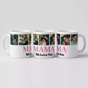 Personalized Mother’s Day photo mug with multiple custom family photos printed for mom gift in India