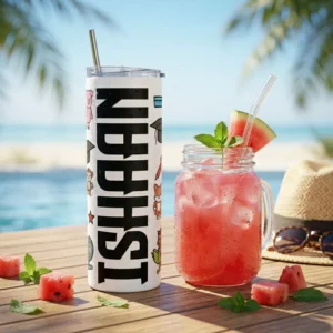 Alternative view of Personalized Kids Name Tumbler with Cute School Cartoon Design – Custom Back to School Gift Bottle with Straw