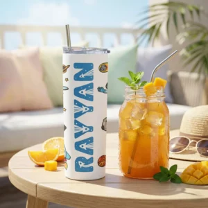 Alternative view of Personalized Kids Space Theme Name Tumbler with Straw – Custom Astronaut Design Water Bottle for School & Gifting