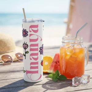 Alternative view of Personalized Floral Name Tumbler with Straw – Custom Gift for Women, Girls, Birthday & Daily Use Drink Cup