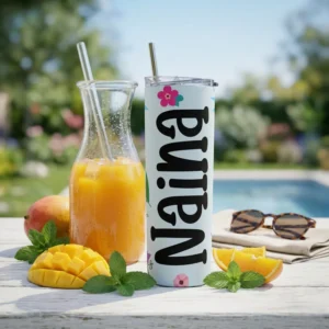 Alternative view of Personalized Floral Name Tumbler with Straw – Custom Summer Drink Cup Gift for Women & Girls