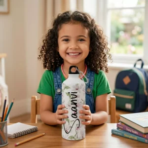 Alternative view of Personalized Floral Name Water Bottle – Custom Gift for Girls, School & Travel – Elegant Botanical Design