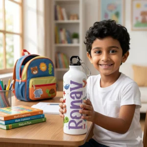 Alternative view of Personalized Kids Name Water Bottle with Cute Ocean Animal Print – Custom School Bottle Gift for Boys & Girls