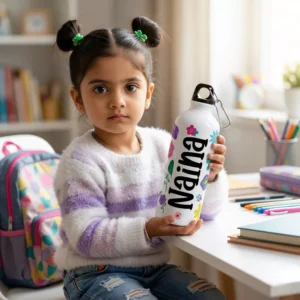 Alternative view of Personalized Kids Name Water Bottle – Floral Print Custom Bottle for School, Gifting & Daily Use