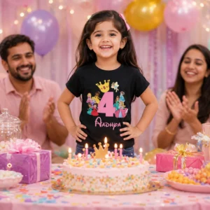 Personalized Girls Princess Birthday T-Shirt with Name & Age - Image 3
