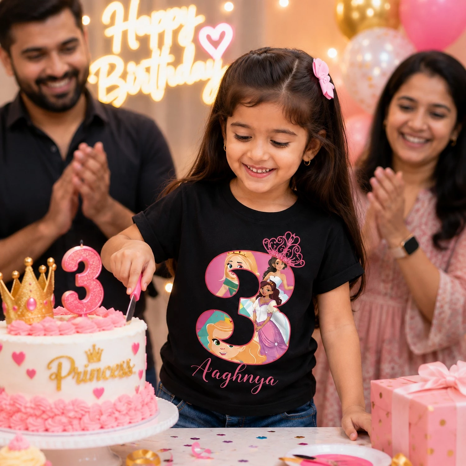 Personalized Girls Birthday T-Shirt Princess Theme with Name & Age - Image 8