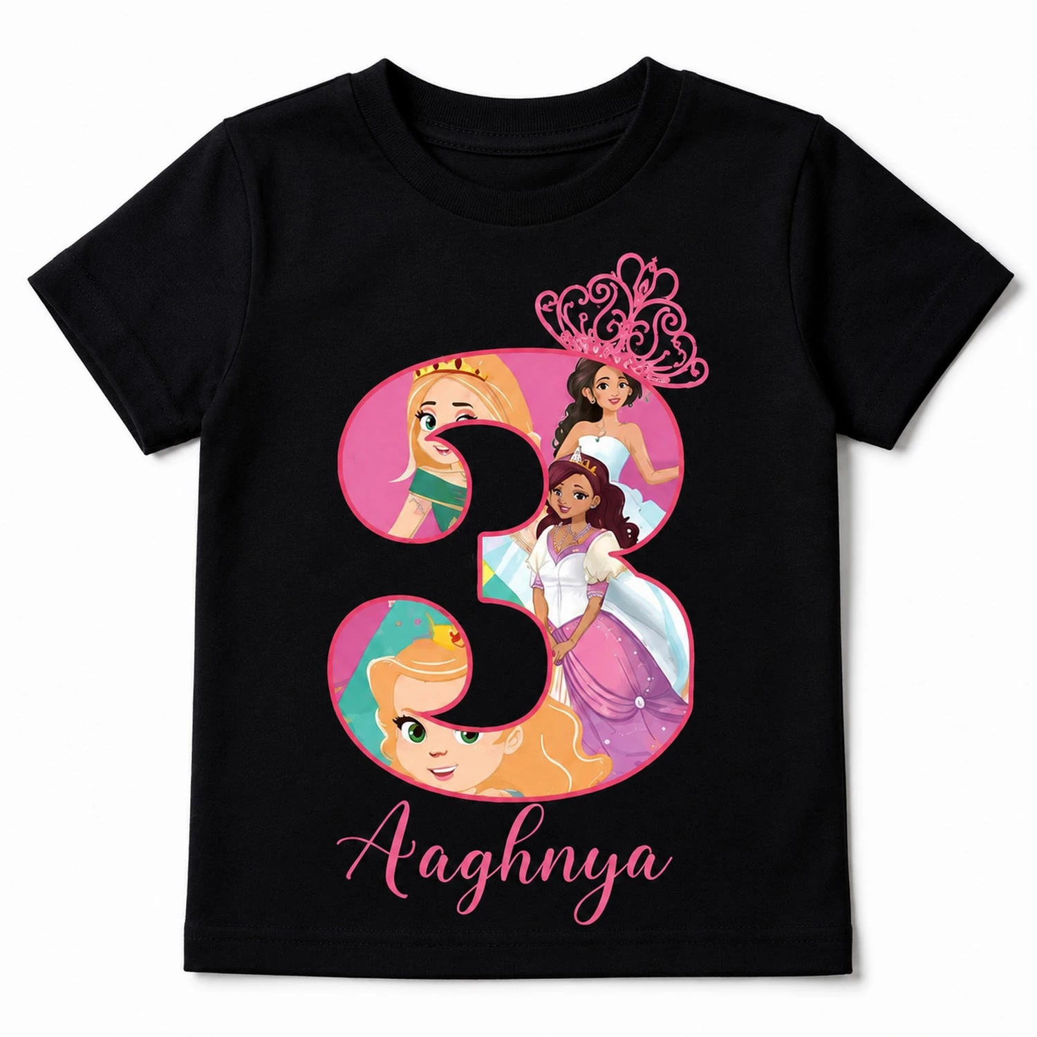 Personalized Girls Birthday T-Shirt Princess Theme with Name & Age - Image 2