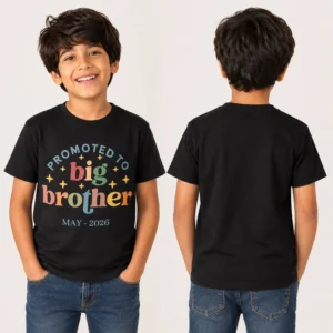 promoted to big brother kids pregnancy announcement tshirt front back view