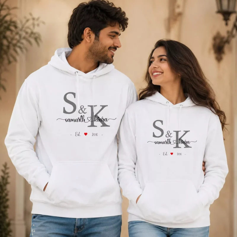 personalized couple hoodies custom initials names matching anniversary sweatshirts 1