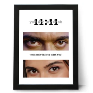 Personalized couple eyes photo frame with custom eye photos and romantic 11:11 wish design for couples
