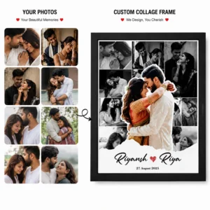 Before and after personalized couple photo collage frame transformation